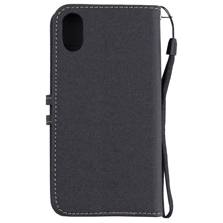 For iPhone XS / X 5.8 inch Splicing Imprint Women Bow-tie Leather Wallet Stand Mobile Phone Cover Case with Strap - Black-6