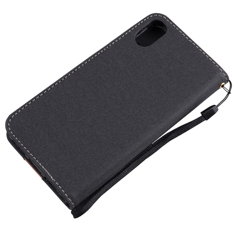 For iPhone XS / X 5.8 inch Splicing Imprint Women Bow-tie Leather Wallet Stand Mobile Phone Cover Case with Strap - Black-7