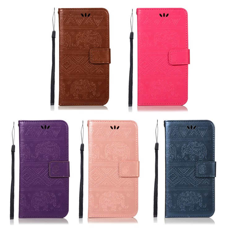 Imprinted Elephant PU Leather Case for iPhone XS Max 6.5 inch - Rose-7