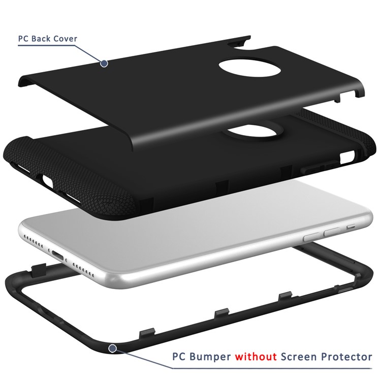 For iPhone XS Max 6.5 inch Protection Case (3-piece) (PC+Silicone) (Shockproof) - Black-12