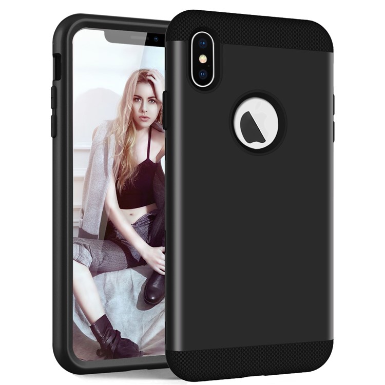 For iPhone XS Max 6.5 inch Protection Case (3-piece) (PC+Silicone) (Shockproof) - Black-2