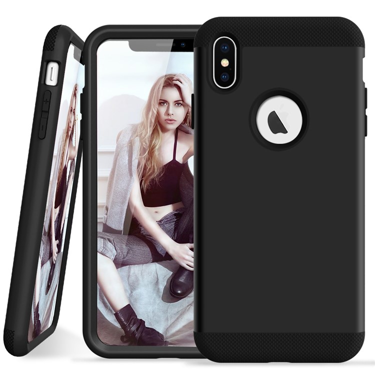 For iPhone XS Max 6.5 inch Protection Case (3-piece) (PC+Silicone) (Shockproof) - Black-4