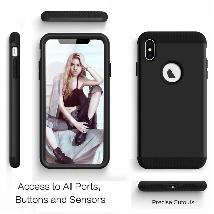 For iPhone XS Max 6.5 inch Protection Case (3-piece) (PC+Silicone) (Shockproof) - Black-5