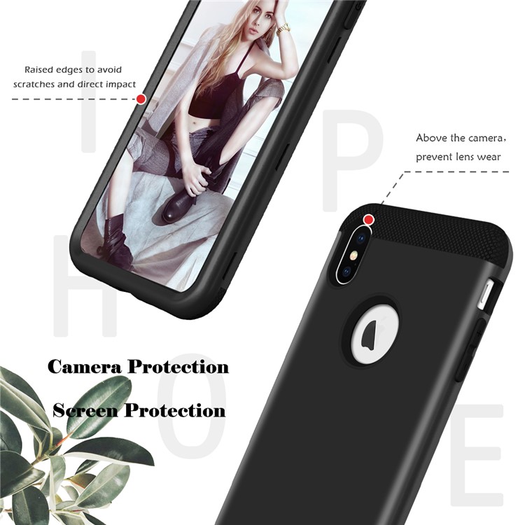 For iPhone XS Max 6.5 inch Protection Case (3-piece) (PC+Silicone) (Shockproof) - Black-6
