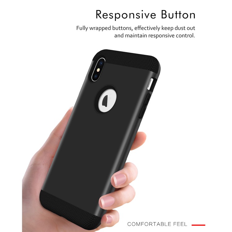 For iPhone XS Max 6.5 inch Protection Case (3-piece) (PC+Silicone) (Shockproof) - Black-7