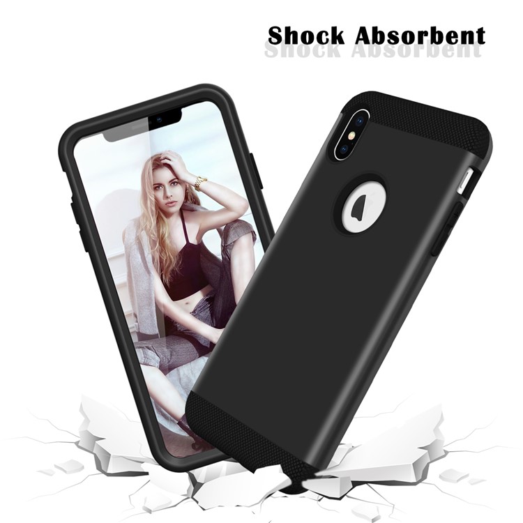 For iPhone XS Max 6.5 inch Protection Case (3-piece) (PC+Silicone) (Shockproof) - Black-8