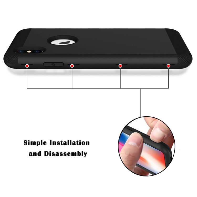 For iPhone XS Max 6.5 inch Protection Case (3-piece) (PC+Silicone) (Shockproof) - Black-9