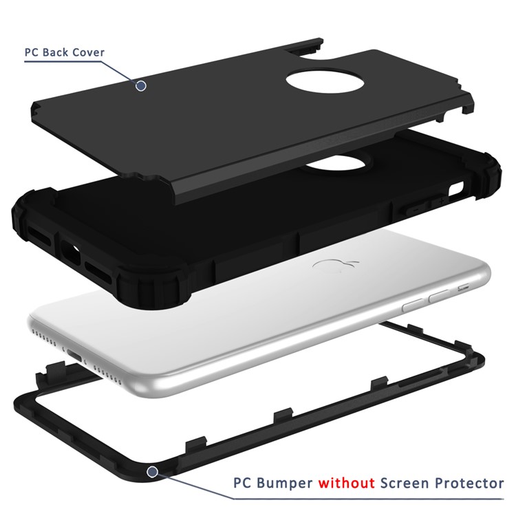 3-piece PC+Silicone Shockproof Hybrid Casing for iPhone XS Max 6.5 inch - Black-12