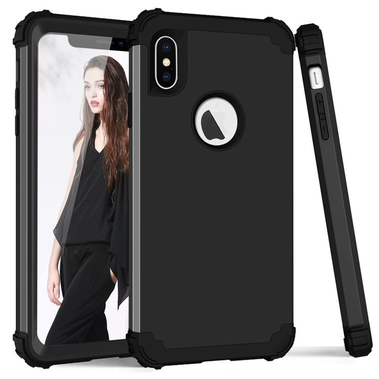 3-piece PC+Silicone Shockproof Hybrid Casing for iPhone XS Max 6.5 inch - Black-2