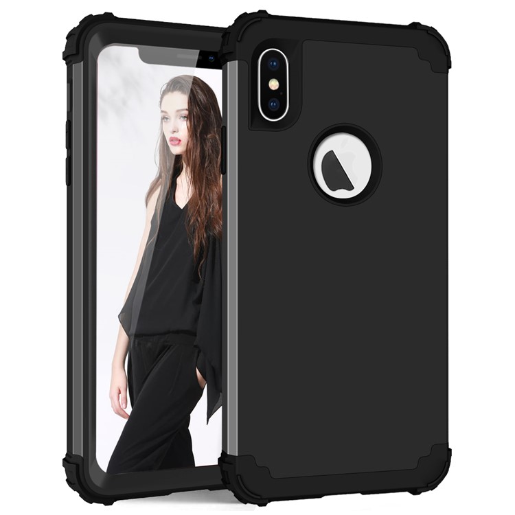 3-piece PC+Silicone Shockproof Hybrid Casing for iPhone XS Max 6.5 inch - Black-4
