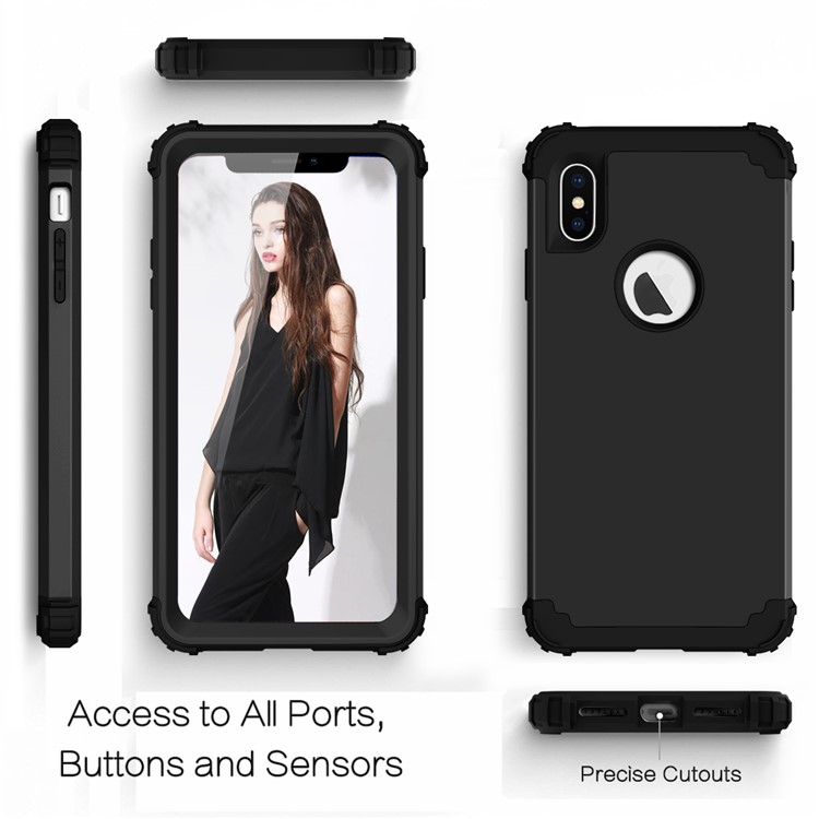 3-piece PC+Silicone Shockproof Hybrid Casing for iPhone XS Max 6.5 inch - Black-5