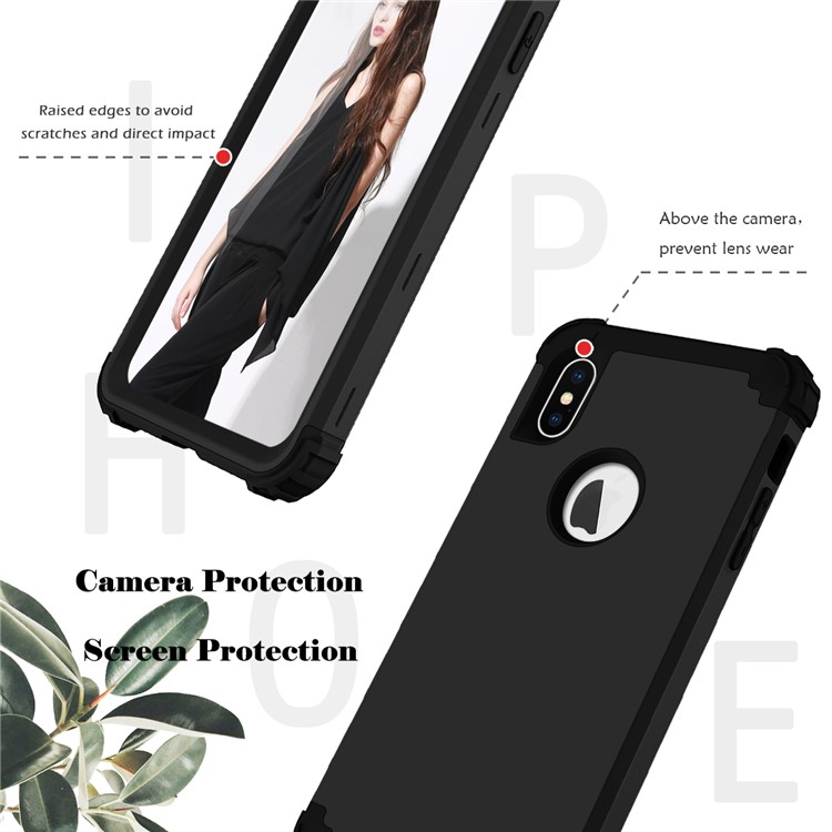 3-piece PC+Silicone Shockproof Hybrid Casing for iPhone XS Max 6.5 inch - Black-6