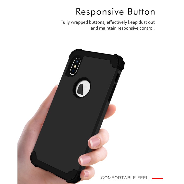 3-piece PC+Silicone Shockproof Hybrid Casing for iPhone XS Max 6.5 inch - Black-7