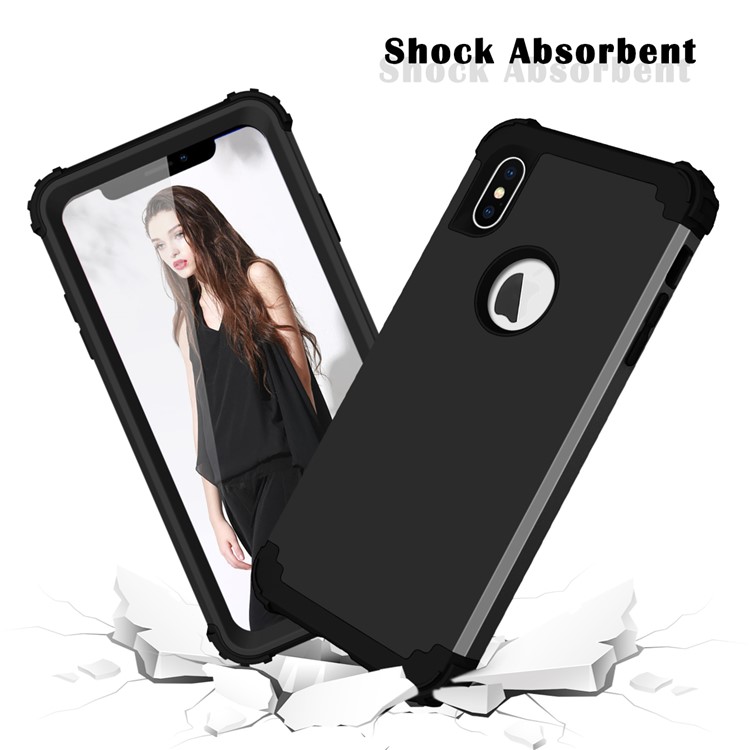 3-piece PC+Silicone Shockproof Hybrid Casing for iPhone XS Max 6.5 inch - Black-8
