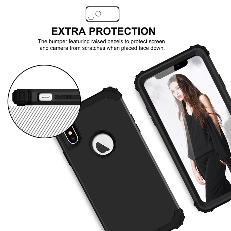 3-piece PC+Silicone Shockproof Hybrid Casing for iPhone XS Max 6.5 inch - Black-9