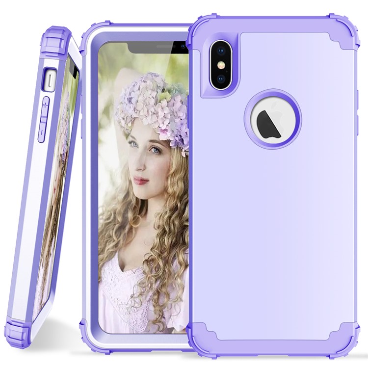 

3-шт. + Силиконовый Ударопрочный Гибридный Корпус Для Iphone XS Max 6.5 Inch - Светло-фиолетовый