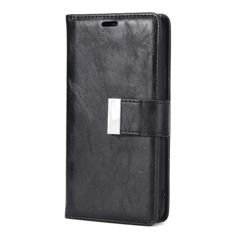 Leather Case for iPhone XR 6.1 inch / Retro Style / Crackled Texture / Wallet / Stand / Magnetic - Black-2