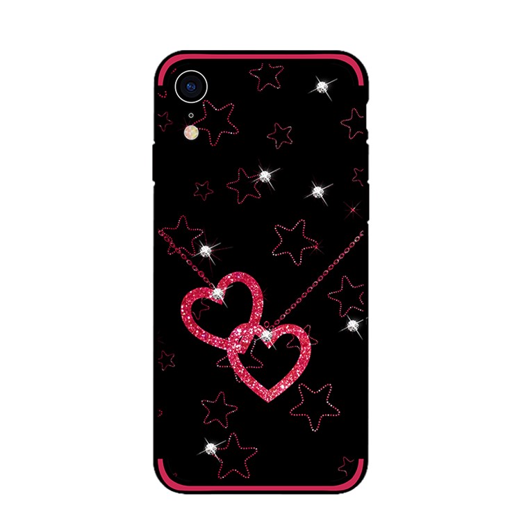NXE Rhinestone Decor Pattern Bayer TPU Mobile Case for iPhone XR 6.1 inch - Heart and Star Pattern-3