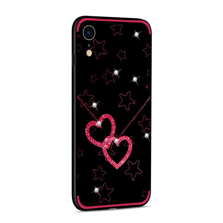 NXE Rhinestone Decor Pattern Bayer TPU Mobile Case for iPhone XR 6.1 inch - Heart and Star Pattern-5