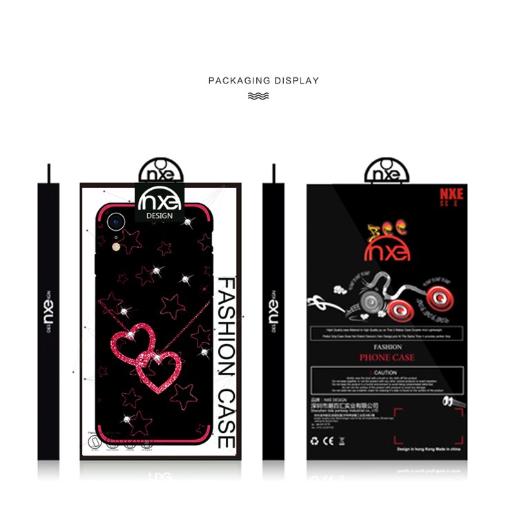 NXE Rhinestone Decor Pattern Bayer TPU Mobile Case for iPhone XR 6.1 inch - Heart and Star Pattern-6