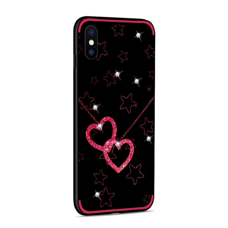 NXE Rhinestone Decor Pattern Bayer TPU Case for iPhone XS Max 6.5 inch - Heart and Star Pattern-5
