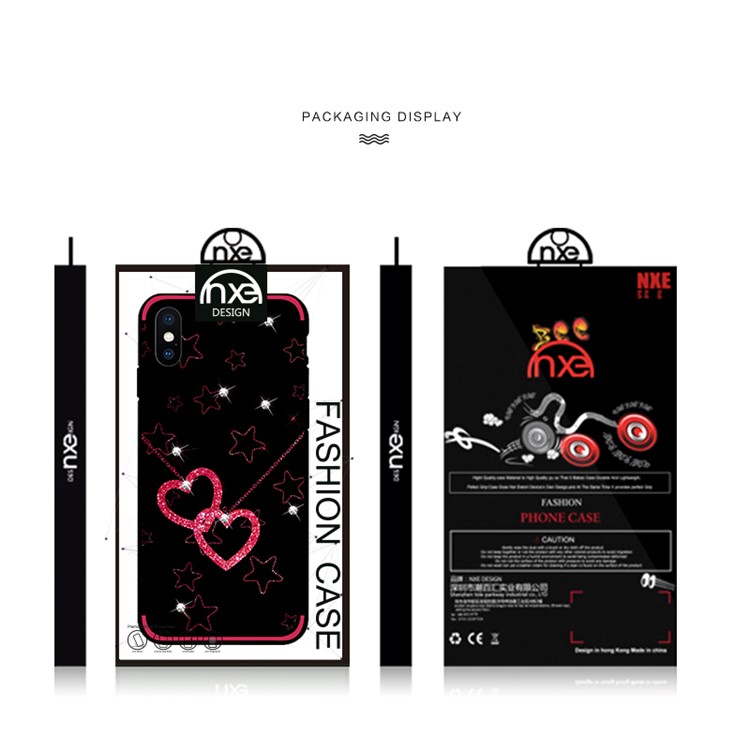 NXE Rhinestone Decor Pattern Bayer TPU Case for iPhone XS Max 6.5 inch - Heart and Star Pattern-6
