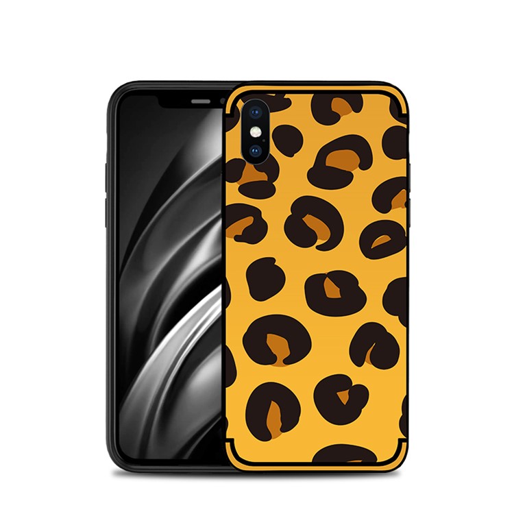 NXE Embossed Patterned Soft TPU Mobile Case for iPhone XS Max 6.5 inch - Leopard Texture-1
