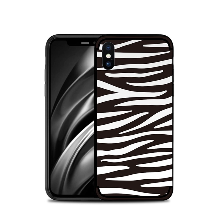 NXE Em Relevo Modelado TPU Macio Para Iphone XS Max 6,5 Polegadas - Listra De Zebra-1