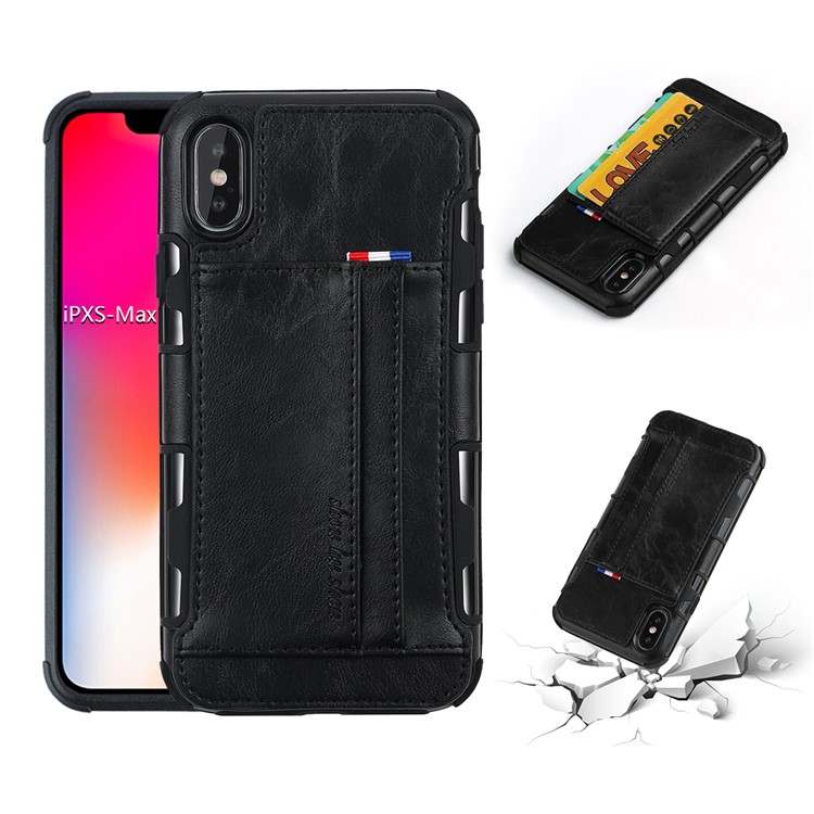 

SHOUHUSHEN PU С Кожаным Покрытием PC TPU Гибридный Корпус (слоты Для Двойной Карты) Для Iphone XS Max 6.5 Inch - Черный