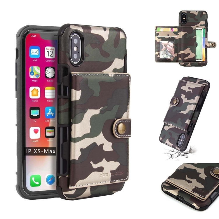 

SHOUHUSHEN Camouflage Hybrid Phone Case with [Card Slots] for iPhone XS Max 6.5 inch - Army Green