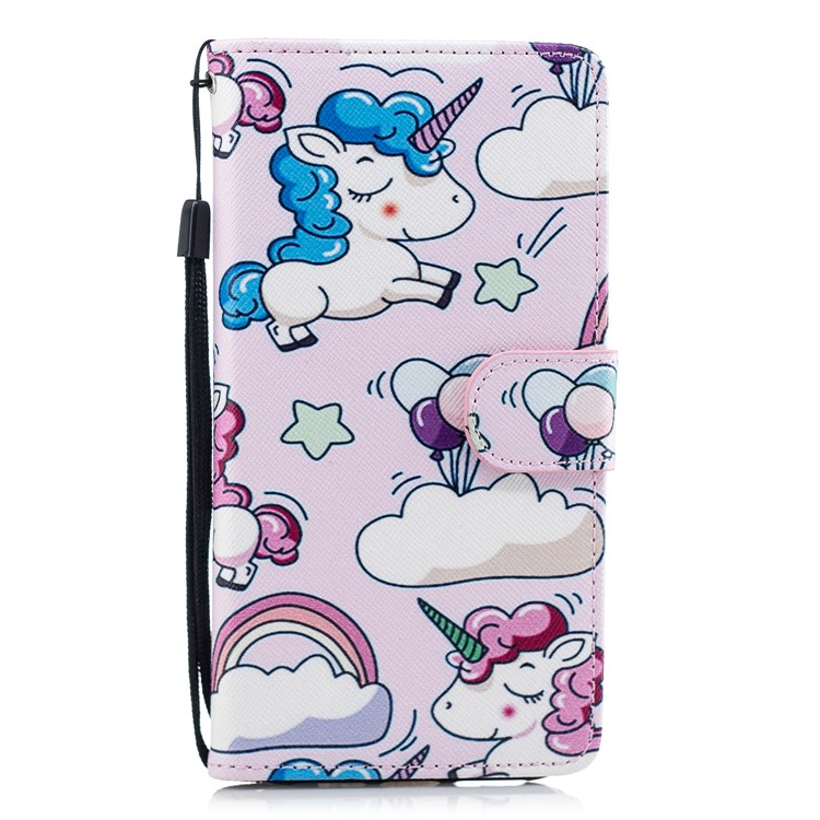 

Pattern Printing Cross Texture Leather Card Holder Case for iPhone XR 6.1 inch - Unicorn and Cloud, iPhone XR