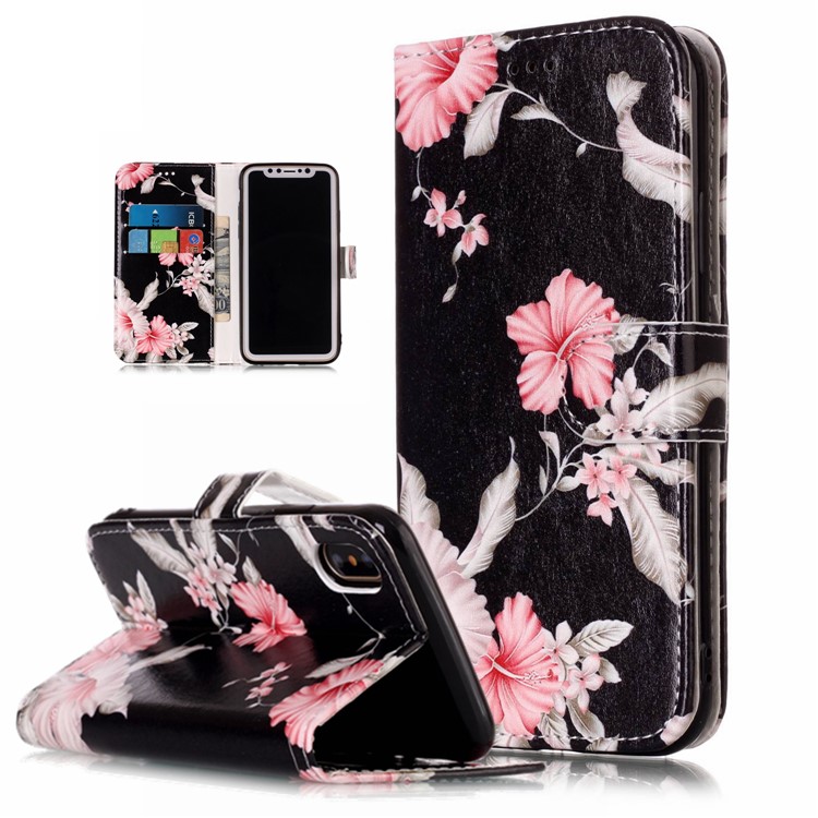 

Кожаный Чехол Для Iphone XS Max 6.5 Дюймов (цветной Узор) (кошелек) (подставка) - Красивые Цветы