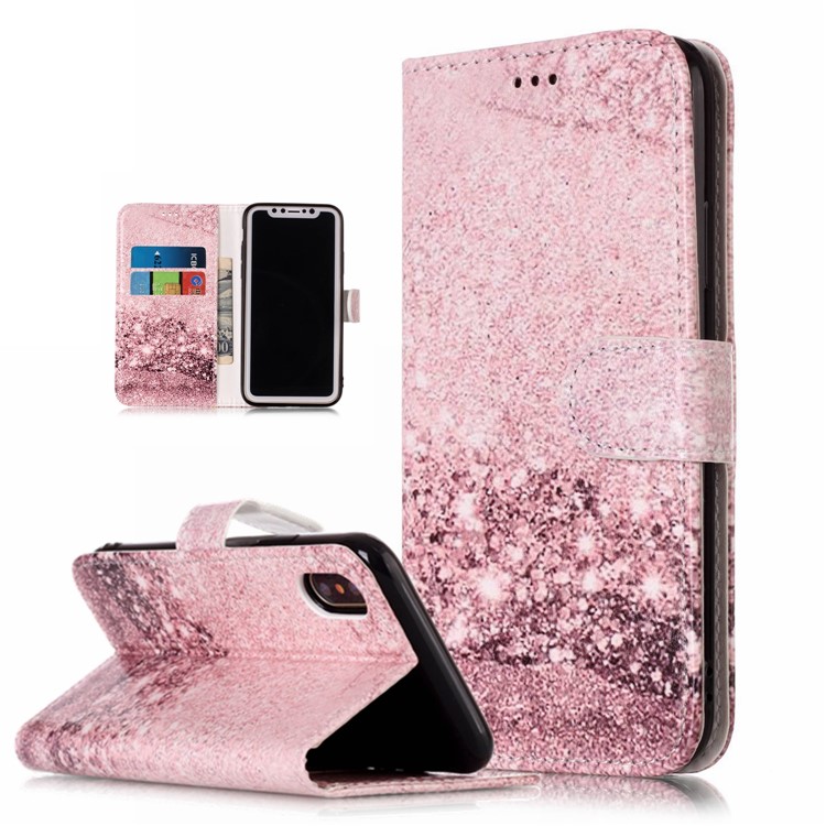 

Кожаный Корпус Телефона Для Iphone XS Max 6.5 Inch (красочный Узорный) (кошелек) (подставка) - Блестящие Элементы