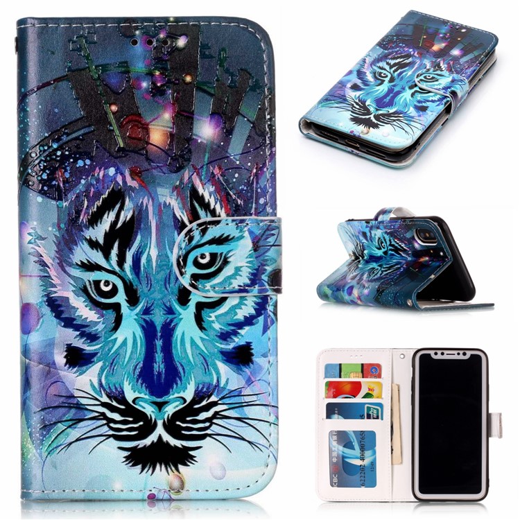 

Embossed Pattern Printing Magnetic Leather Stand Cover for iPhone XS Max 6.5 inch - Wolf