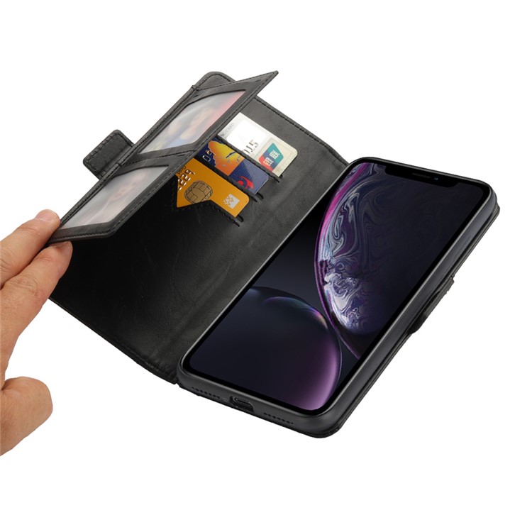 Funda De Piel Desmontable Con Monedero Múltiple 2 En 1 + Carcasa Trasera De TPU Para IPhone XR De 6,1 Pulgadas - Negro-10