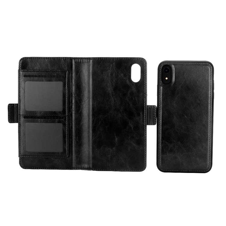 Funda De Piel Desmontable Con Monedero Múltiple 2 En 1 + Carcasa Trasera De TPU Para IPhone XR De 6,1 Pulgadas - Negro-11