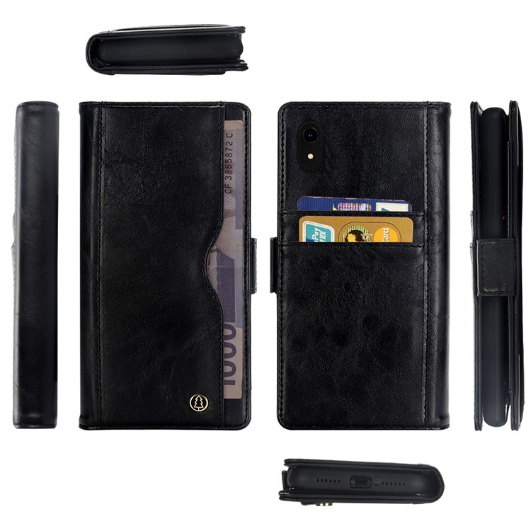 Funda De Piel Desmontable Con Monedero Múltiple 2 En 1 + Carcasa Trasera De TPU Para IPhone XR De 6,1 Pulgadas - Negro-15
