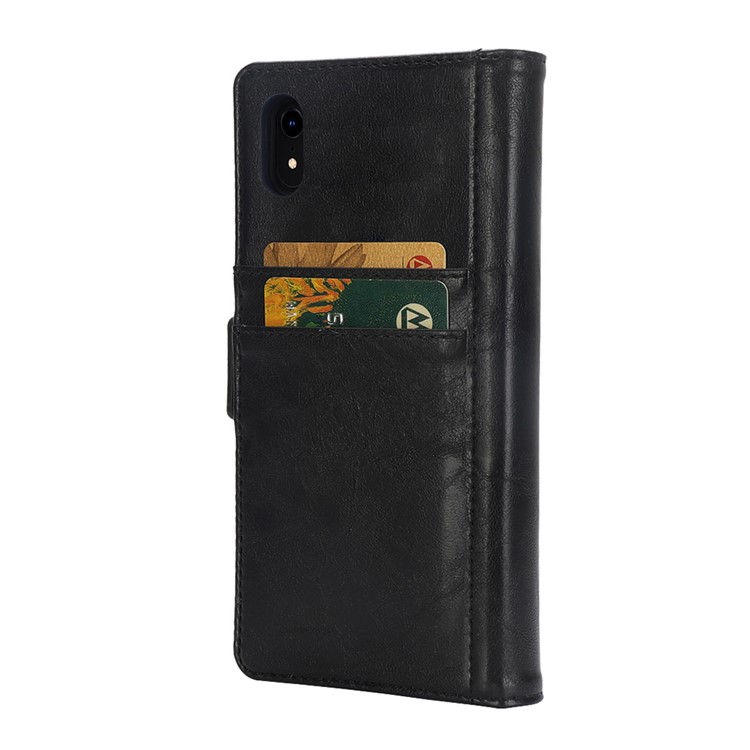 Funda De Piel Desmontable Con Monedero Múltiple 2 En 1 + Carcasa Trasera De TPU Para IPhone XR De 6,1 Pulgadas - Negro-5