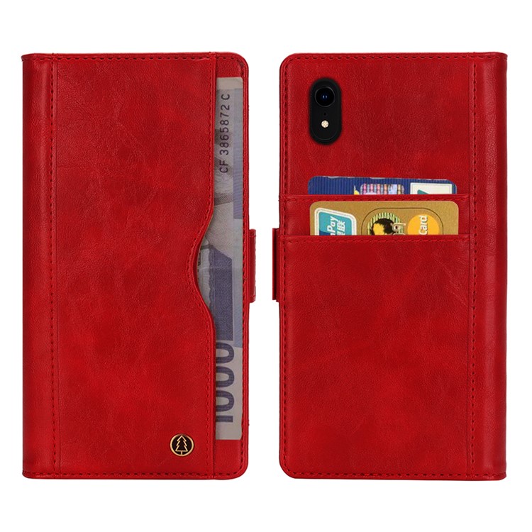 Funda De Piel Monedero Multi-ranura Extraíble 2 En 1 + Carcasa Trasera De TPU Para IPhone XR De 6,1 Pulgadas - Rojo-2