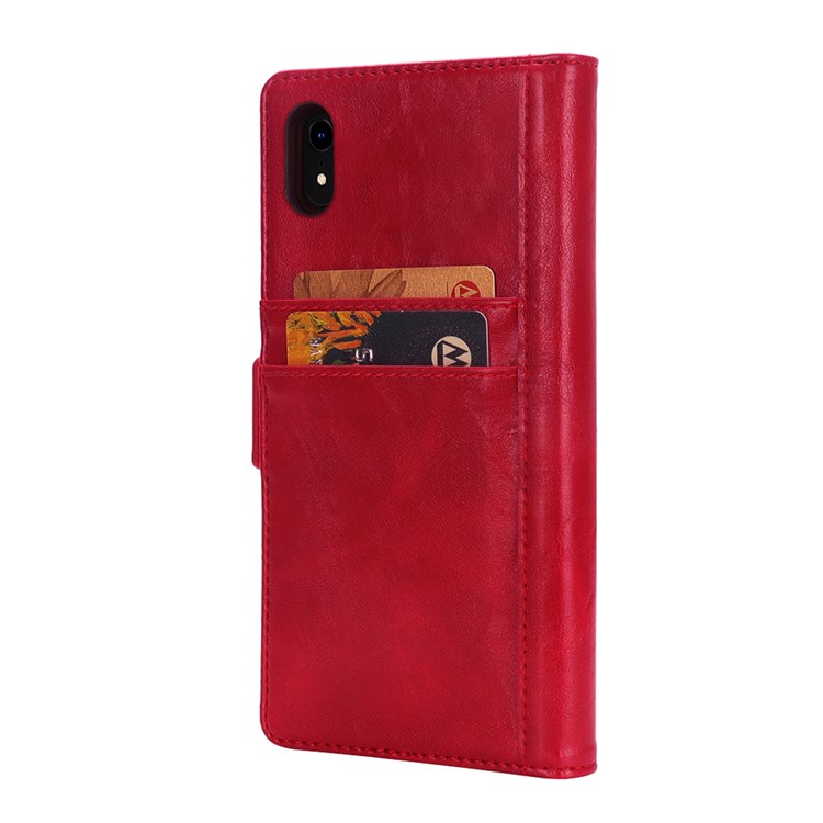 Funda De Piel Monedero Multi-ranura Extraíble 2 En 1 + Carcasa Trasera De TPU Para IPhone XR De 6,1 Pulgadas - Rojo-5