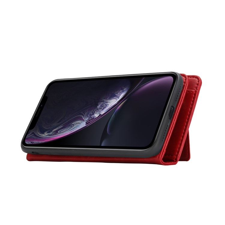 Funda De Piel Monedero Multi-ranura Extraíble 2 En 1 + Carcasa Trasera De TPU Para IPhone XR De 6,1 Pulgadas - Rojo-7
