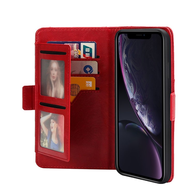 Funda De Piel Monedero Multi-ranura Extraíble 2 En 1 + Carcasa Trasera De TPU Para IPhone XR De 6,1 Pulgadas - Rojo-8