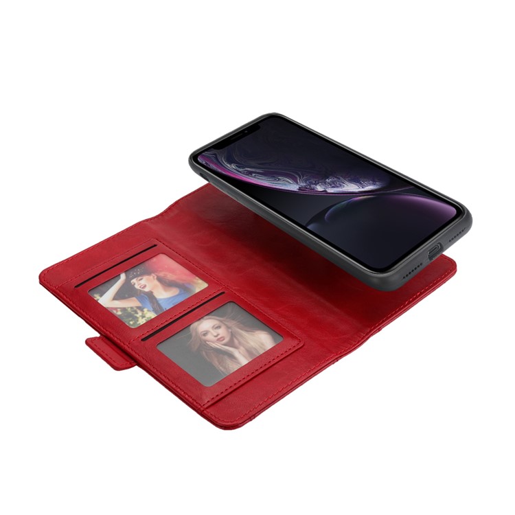 Funda De Piel Monedero Multi-ranura Extraíble 2 En 1 + Carcasa Trasera De TPU Para IPhone XR De 6,1 Pulgadas - Rojo-9