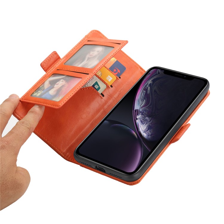 Carcasa Extraíble 2 En 1 Para Billetera De Cuero + TPU Para El IPhone XR De 6,1 Pulgadas - Naranja-10