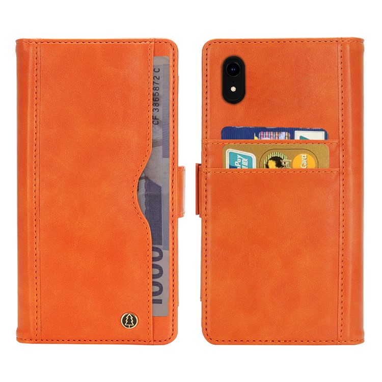 Carcasa Extraíble 2 En 1 Para Billetera De Cuero + TPU Para El IPhone XR De 6,1 Pulgadas - Naranja-2