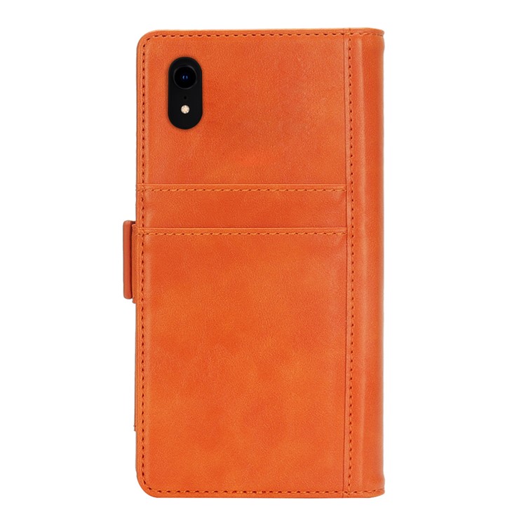 Carcasa Extraíble 2 En 1 Para Billetera De Cuero + TPU Para El IPhone XR De 6,1 Pulgadas - Naranja-3