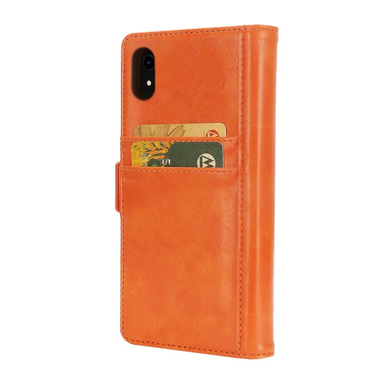Carcasa Extraíble 2 En 1 Para Billetera De Cuero + TPU Para El IPhone XR De 6,1 Pulgadas - Naranja-5