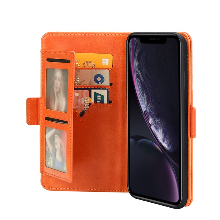 Carcasa Extraíble 2 En 1 Para Billetera De Cuero + TPU Para El IPhone XR De 6,1 Pulgadas - Naranja-8