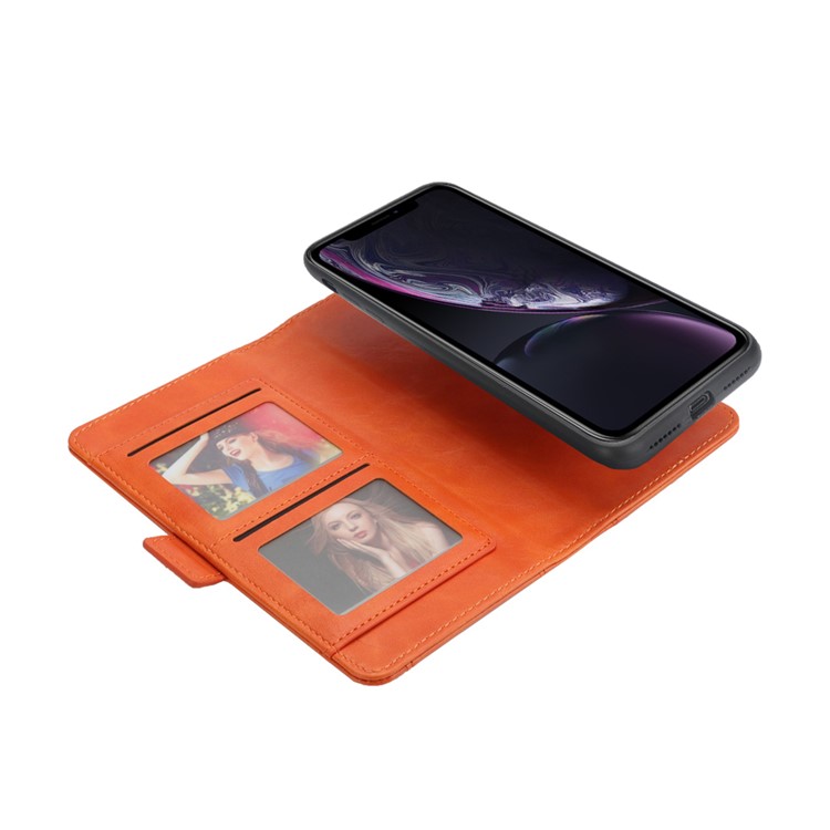 Carcasa Extraíble 2 En 1 Para Billetera De Cuero + TPU Para El IPhone XR De 6,1 Pulgadas - Naranja-9