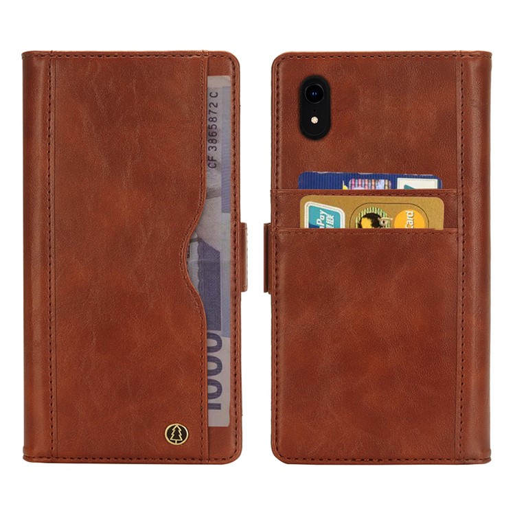 Custodia Protettiva Rimovibile Per Portafogli Multi-slot 2-in-1 + Guscio Posteriore In TPU Per IPhone XR Da 6,1 Pollici - Marrone-2